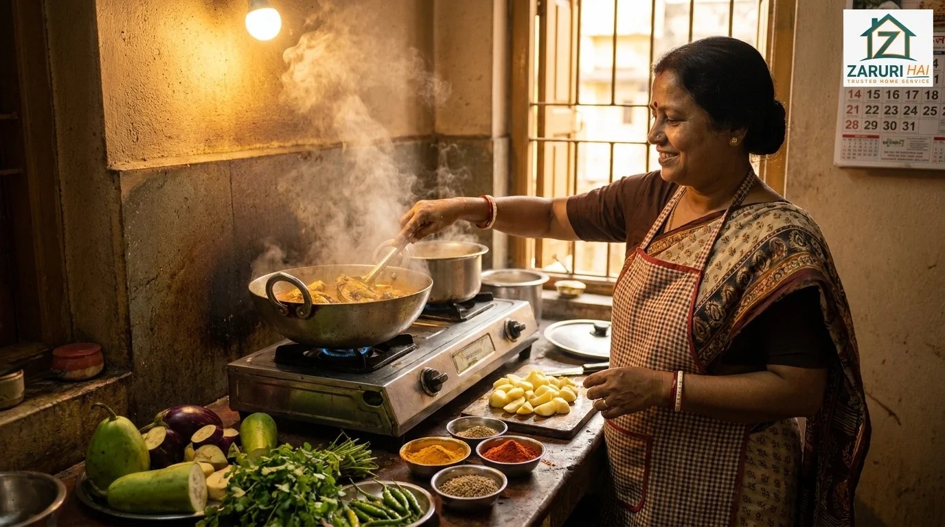 Home cook preparing a meal from fresh ingredients