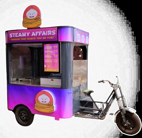 Mobile food cart built on a trike chassis